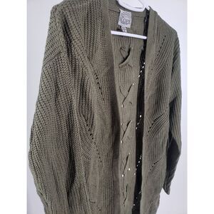 Brooklyn Slope Cardigan Sweater Size Small Thicker Knit Open Front Back‎ Weave
